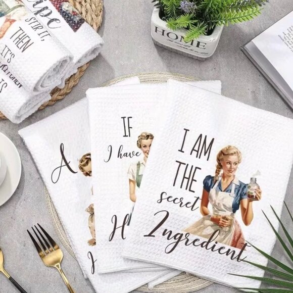 BOUTIQUE WHIMSICAL VINTAGE INSPIRED KITCHEN TOWELS - Picture 3 of 11